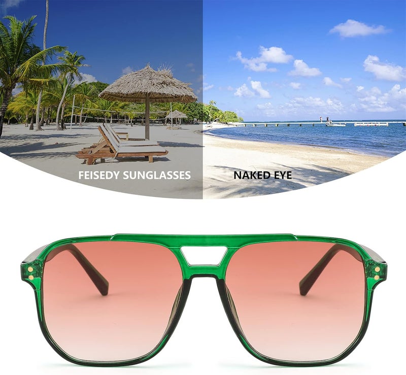 FEISEDY Retro Square Aviator Sunglasses Women Men 70s Vintage Trendy Plastic Frame Sun Glasses B2835 - Image 4